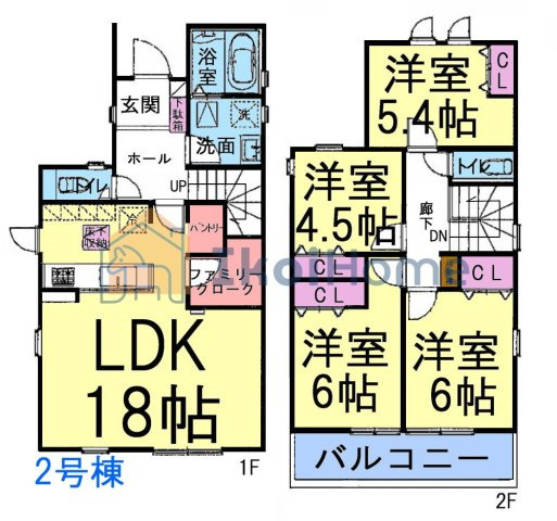 明石市松が丘3丁目24-1期　2号棟　新築の間取り|【ホームページに現地動画掲載中】●年中無休：当日予約可●ファミクロ完備！全居室収納付きで便利です！