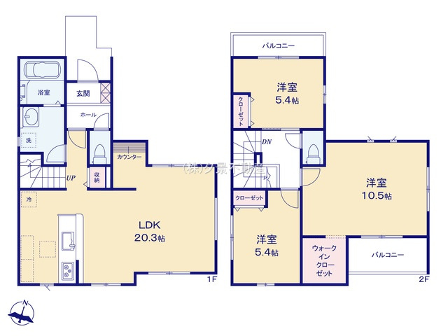 《仲介手数料無料》岩槻区本丸１丁目21-7(全1戸)新築一戸建てケイアイ クラフト ピットの間取り