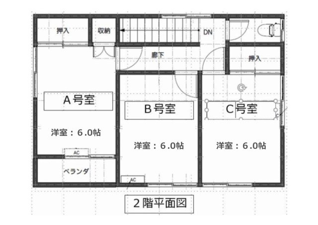ぬこハウス相模原の間取り|１階にはリビングルームと猫部屋、２階は３戸の個室があり、インターネットを無料で使用できます。
