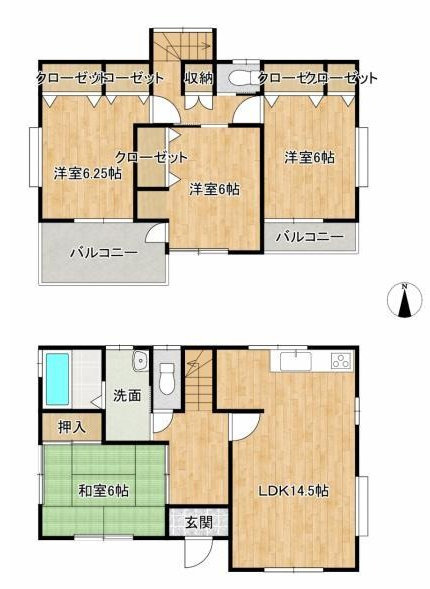野田市木間ケ瀬　中古戸建　平成4年築の間取り