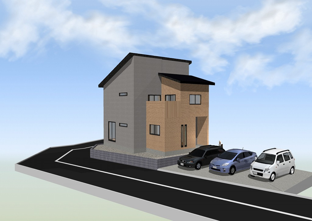 小牧市久保　新築戸建　１号地の外観パース|外観パースです