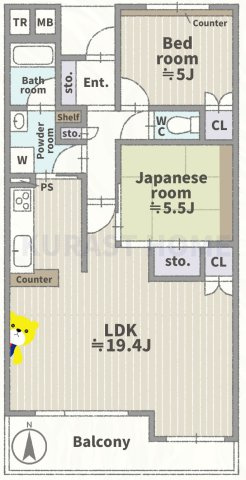 アンビエント東向日ベルクール　4階の間取り