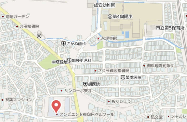 アンビエント東向日ベルクール　4階の地図