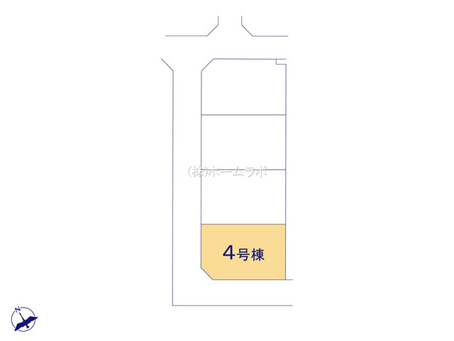 【新築】鶴ヶ島市下新田第２ 4号棟の区画図|解放感ある角地です