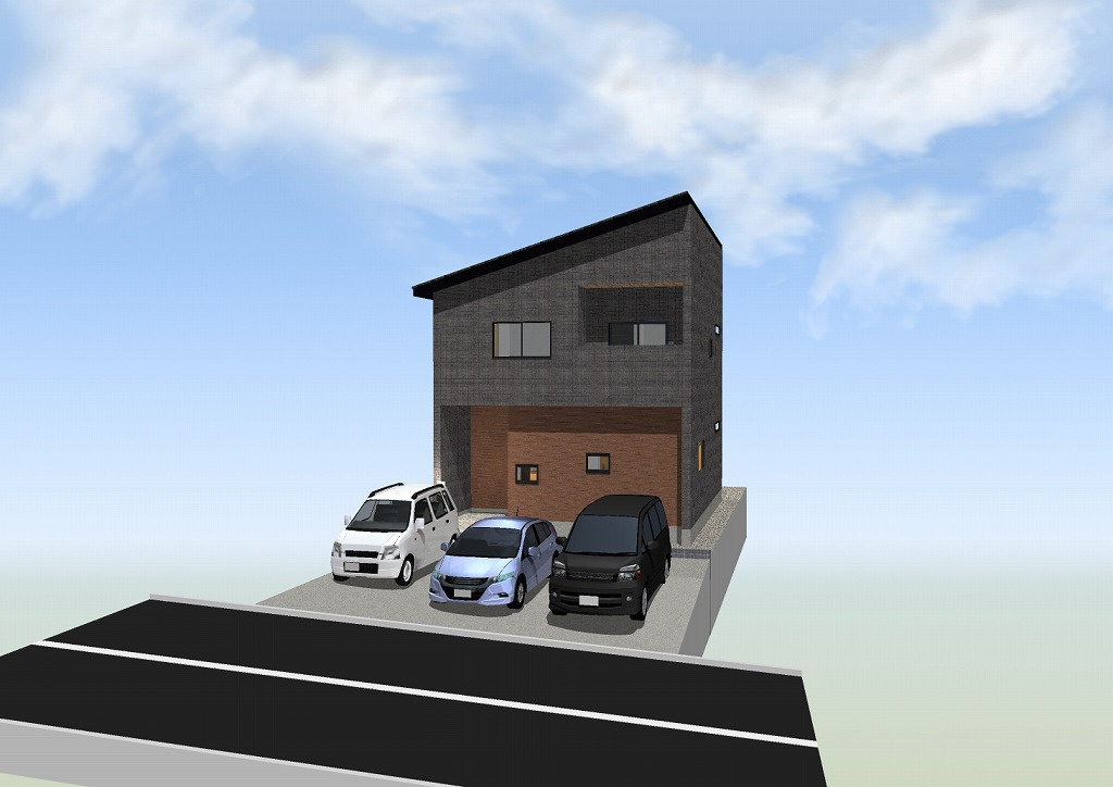 小牧市久保　新築戸建　２号地の区画図|駐車場並列３台可。