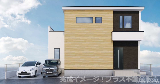 【外観】 | 糟屋郡篠栗町津波黒2丁目3期　1号棟（全1棟）【仲介手数料無料・0円】 | 完成イメージの外観パースです。