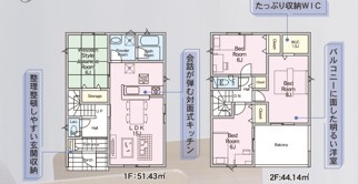 【新築戸建】　いわき市仁井田町第2　全5棟の間取り|1号棟間取り図です