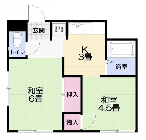 岸二軒長屋Bの間取り