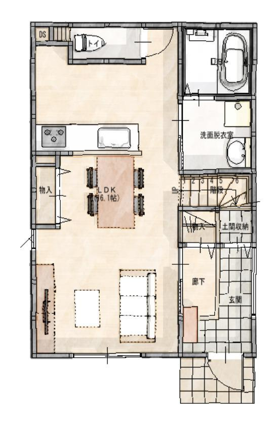 高知市介良-中野団地3号地-新築戸建ての間取り|１F
