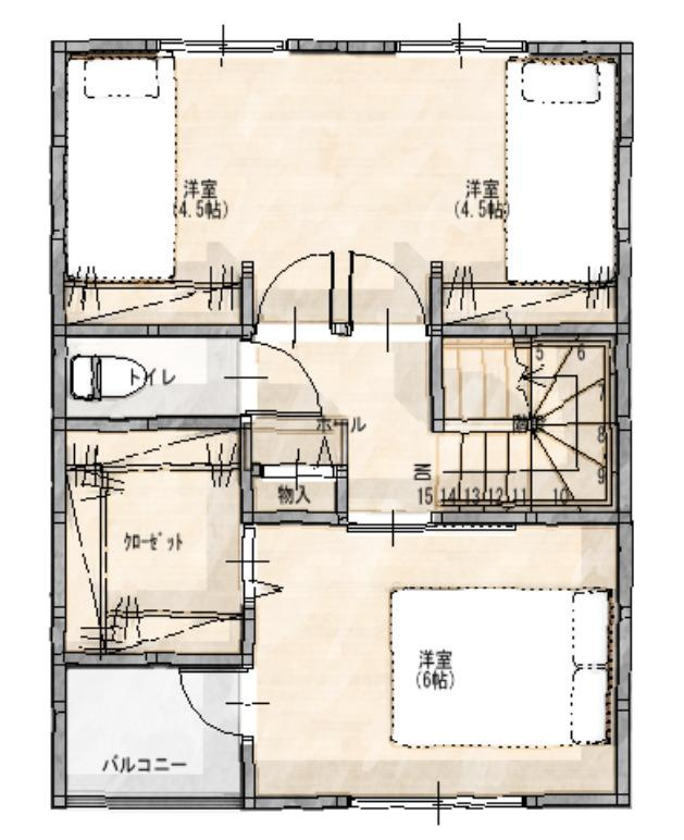 高知市介良-中野団地3号地-新築戸建ての間取り|２F