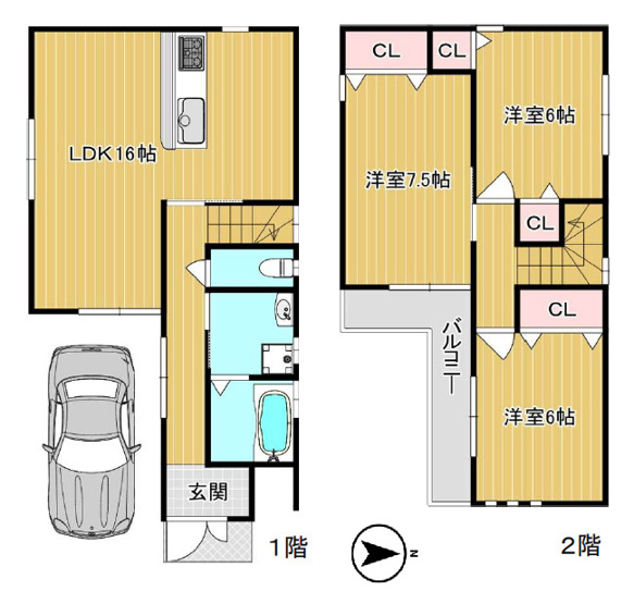 【間取り】 | 東大阪市若江東町1丁目 | 【全洋室3LDK＋駐車・駐輪スペース】LDKクロス貼替え、ハウスクリーニング済み☆LDK床暖房3面・食洗機・浴室乾燥機・モニターホン完備☆屋根裏収納付きです♪