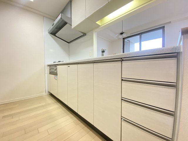 【キッチン】 | BELISTA衣笠駅前弐番館 | 三つ口ガスコンロ　収納豊富なシステムキッチン