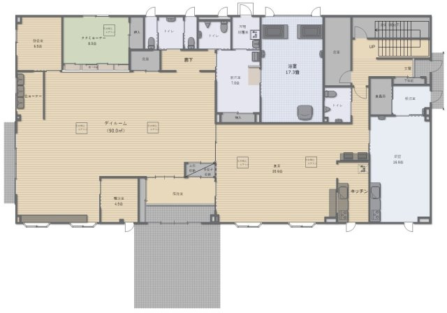 津山市二宮　デイサービス跡のその他|1階間取り