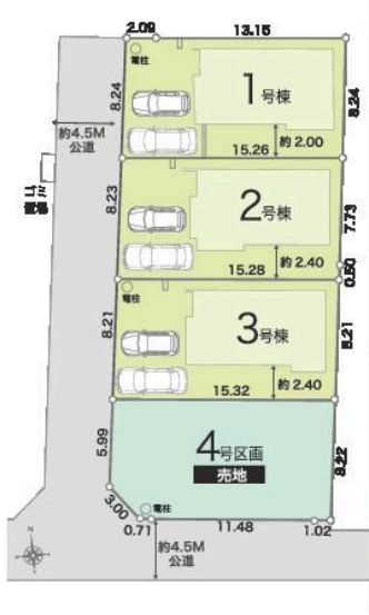 平塚市南金目新築戸建て　第1期2号棟の区画図|配置図「平塚市南金目新築戸建て」