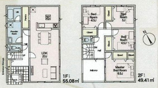 【間取り】 | 南足柄市中沼  3号棟 第12 | 防犯カメラ（利用時Wifi接続必要）　人感センサー付玄関灯　インナーバルコニー　浴室乾燥機+窓　全居室収納