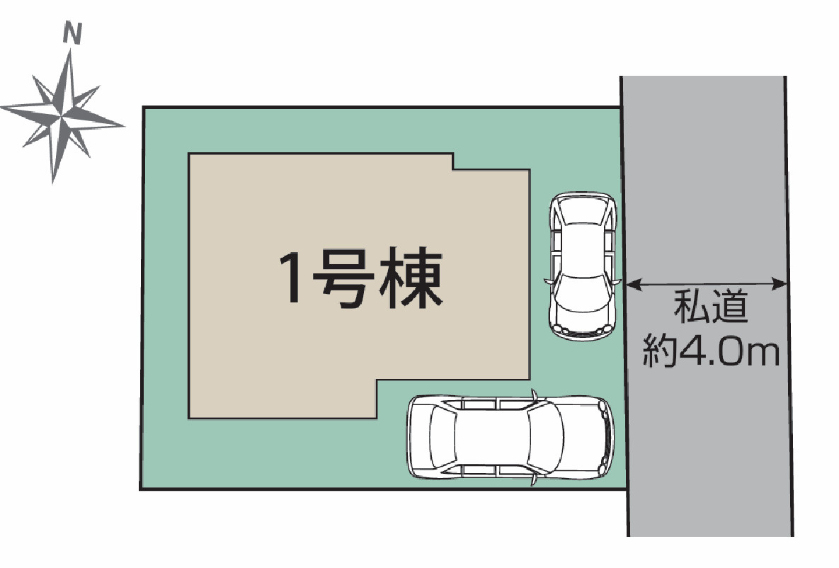 新築/練馬区大泉学園町6丁目　3期全1棟の区画図|駐車場あり（車種による）
