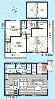 【間取り】 | 【仲介手数料無料！！】府中市白糸台3丁目　新築戸建て（全1棟）1号棟　6380万円 | 3LDK　土地：98.28㎡（29.72坪）、建物：77.76