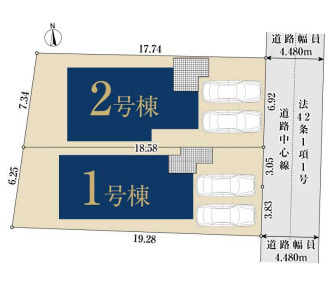 鎌倉市腰越　新築戸建　全2棟2号棟の区画図