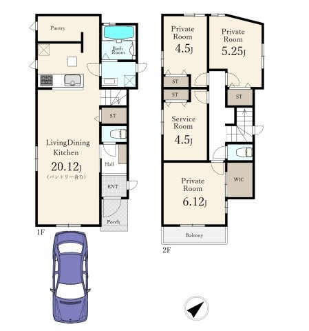 和光市白子3丁目 全3棟 C号棟の区画図| 南東側約4.8ｍ公道に面する全3棟