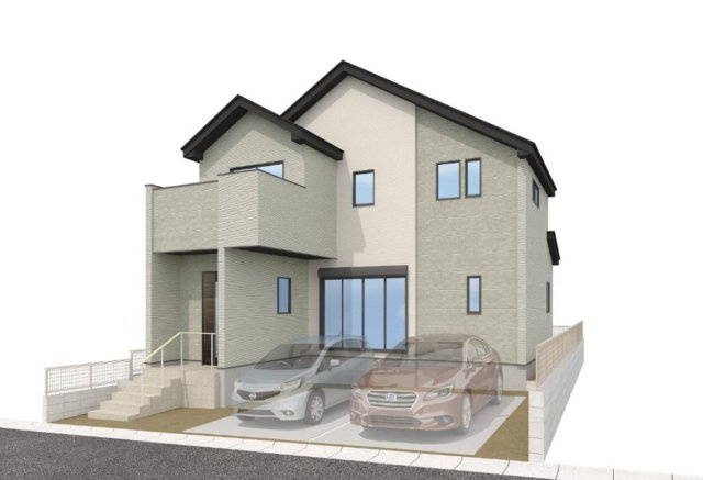 横浜市南区永田北2丁目　新築戸建【仲介手数料無料】カースペース2台の外観パース