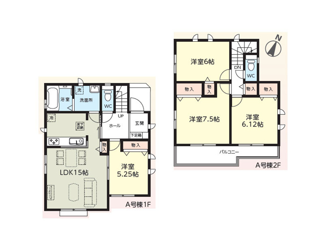 【間取り】 | ふじみ野市富士見台　新築一戸建住宅　全1棟　(ふじみ野店) | 南向き×全居室2面採光で陽当たり良好な住まい。水回り集中設計にて家事もスムーズに進みます。