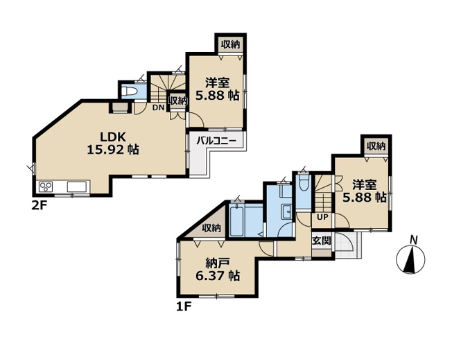 【間取り】 | 朝霞市宮戸3丁目　中古一戸建住宅　(丸井志木店) | 2階にリビングを配置しているため、上階ならではの採光・風通しが魅力です。