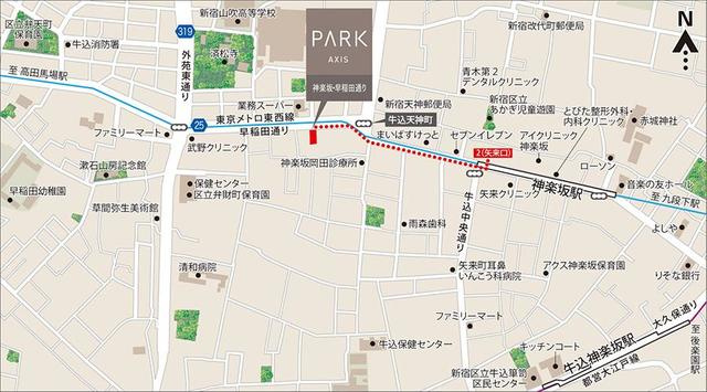 パークアクシス神楽坂・早稲田通りの地図