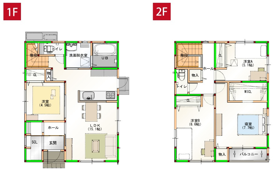香南市野市町西野　新築戸建　⑧　駐車場５台　（全2棟）の間取り|⑧　建物面積　103.02㎡（約31.16坪）