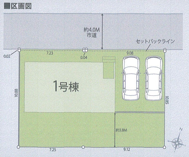 長作台１丁目　新築戸建の区画図|土地は広々５３．８坪　南側に広ーいお庭（庭先３．８ｍ）建物ゆったり３１．８坪　