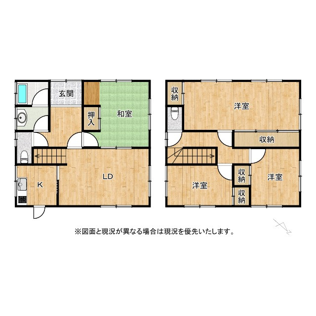 野洲市冨波乙　中古戸建ての間取り