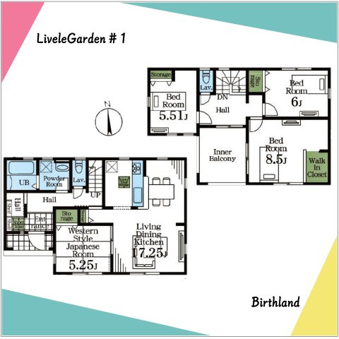 新築戸建・新築建売　寄居露梨子　鉢形小・城南中の間取り|南向きで陽当たり良好な間取り♪ホールから直接インナーバルコニーに出れるので家事がスムーズに♪