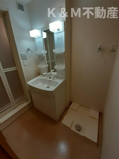 サンシャインビレッジアゼリアＢの洗面所|脱衣スペースもあります