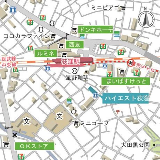 杉並区荻窪５丁目の賃貸マンションの地図