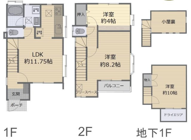 横浜市港北区篠原町 中古戸建て【仲介手数料無料】の間取り
