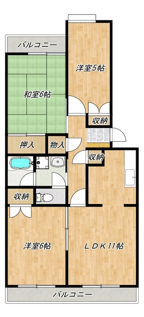ベルメゾン⼩島の間取り|ファミリー向け３ＬＤＫです☆