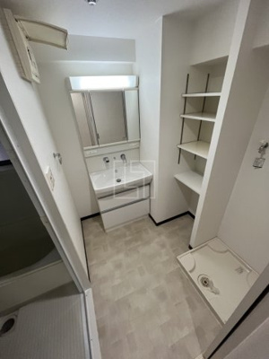 【洗面所】 | フェリーチェ難波 | フェリーチェ難波　三面鏡独立洗面台