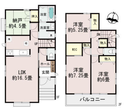 【間取り】 | 明石市大久保町高丘2丁目（全2）2号棟 | 3LDK＋納戸＋WICです。