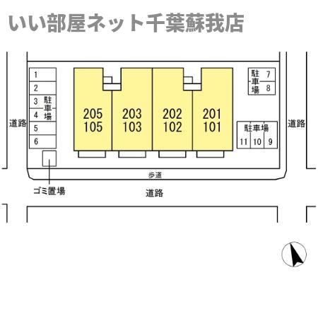 エクレール五井西　Ｆの区画図