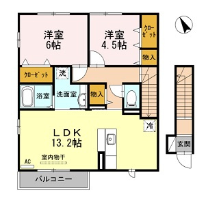 広島市安佐北区亀山１丁目のアパートの間取り