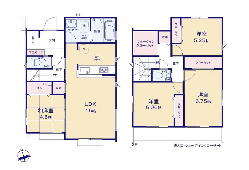【GRAFARE　ZEH水準仕様】小平市上水新町３期全15棟の間取り|〇 本物件【３号棟】の間取・平面図です〇　敷地面積:130.01㎡　建物面積:98.12㎡　
4277万円