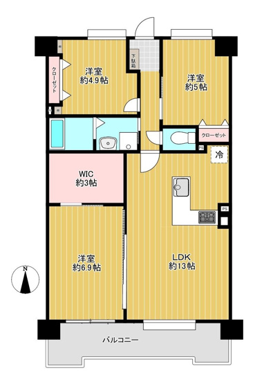 【間取り】 | アムール板付7 | 10月にリフォーム完了です。各部屋ゆったりとした造りで、充実した収納も魅力です