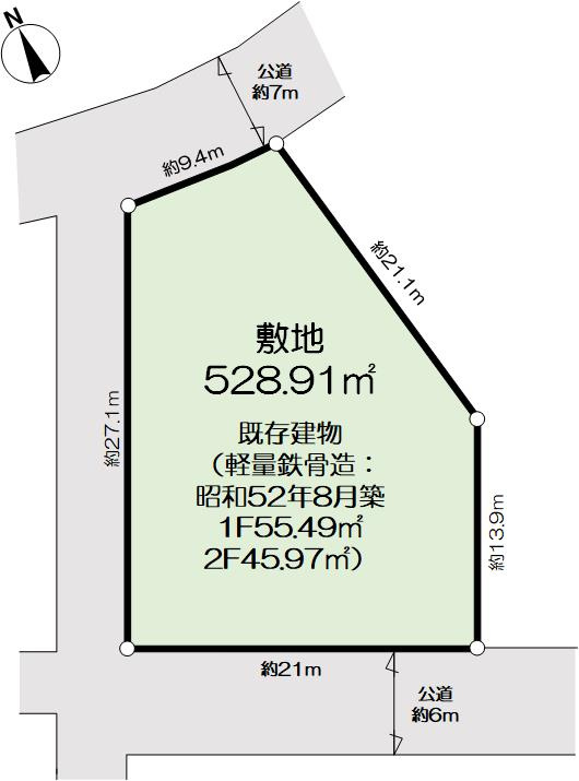 北区松が枝町三丁目　古家付き土地の土地図