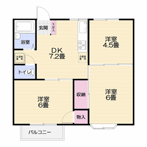 ファミリーにおすすめの３ＤＫの間取りです。