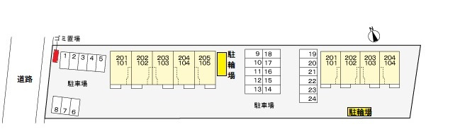ルミエール鹿黒Aの区画図|駐車場