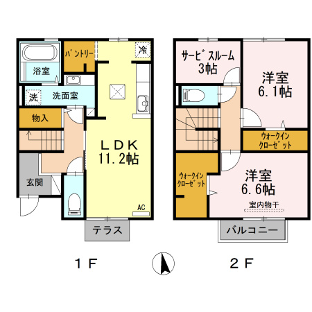 【間取り】 | セジュール古国府（C・D)　C棟