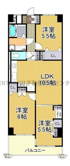 【間取り】 | エバーグリーン住吉 | フルリノベーション完了です！・間取り変更、和室→洋室変更・専有部分内の給排水ガス管すべて新調・追い炊き、浴室暖房乾燥機、食器洗浄乾燥機、自動排煙機能付きカップボード新設！・全室エアコン先行隠蔽配管