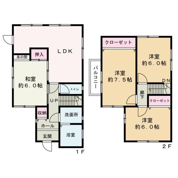 海南市岡田　中古戸建の間取り