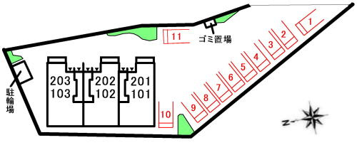 プリムローズＩＮＯの区画図|駐車場