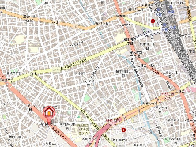 さいたま市中央区円阿弥５丁目のタウンの地図