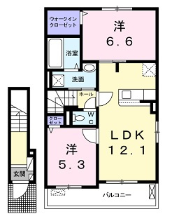 広島市安佐北区亀山３丁目のアパートの間取り